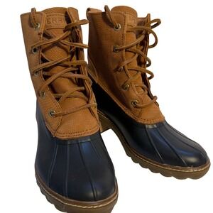 Sperry Top Sider Women's‎ Boots Duck Boots Tan Leather Black Rubber Size 6.5
